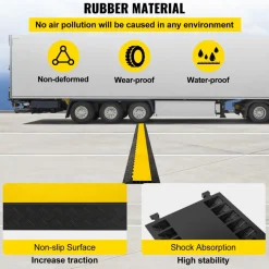 VEVOR 5 Channel Cable Protectors Extreme Rubber Cable Ramps Heavy Duty Protective Cable Wire Cord Ramp Driveway Rubber Traffic Speed Bumps Cable Protector (5-Channel, 1Pack-18000Lb)