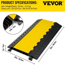 VEVOR 5 Channel Cable Protectors Extreme Rubber Cable Ramps Heavy Duty Protective Cable Wire Cord Ramp Driveway Rubber Traffic Speed Bumps Cable Protector (5-Channel, 1Pack-18000Lb)