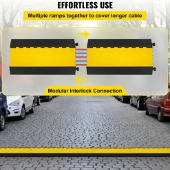 VEVOR 5 Channel Cable Protectors Extreme Rubber Cable Ramps Heavy Duty Protective Cable Wire Cord Ramp Driveway Rubber Traffic Speed Bumps Cable Protector (5-Channel, 1Pack-18000Lb)