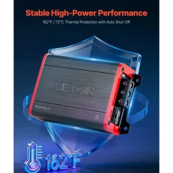 VEVOR 4 Channel Car Audio Amplifier 2 Ohm Stable Bridgeable Class D Full Range Amp Max Power 4 x 120W @ 4 Ohm / 4 x 200W @ 2 Ohm for Car SUV Truck Off-Road
