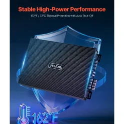 VEVOR 4 Channel Car Audio Amplifier 2 Ohm Stable Bridgeable Class A/B Full Range Amp Max Power 4 x 200W @ 4 Ohm / 4 x 400W @ 2 Ohm for Car SUV Truck Off-Road
