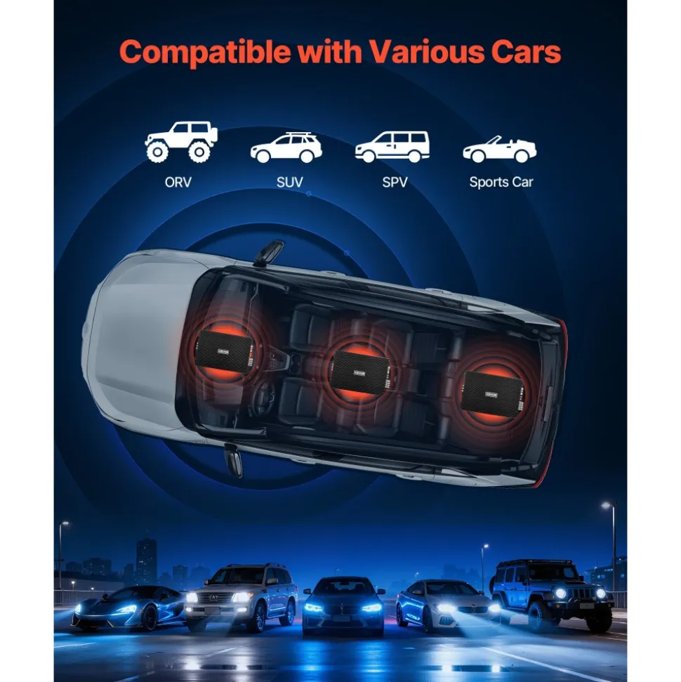 VEVOR 4 Channel Car Audio Amplifier 2 Ohm Stable Bridgeable Class A/B Full Range Amp Max Power 4 x 200W @ 4 Ohm / 4 x 400W @ 2 Ohm for Car SUV Truck Off-Road