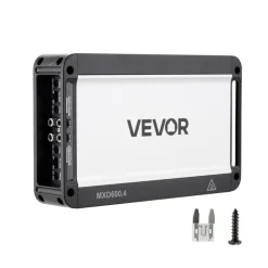 VEVOR 4 Channel Car Audio Amplifier 2 Ohm Stable Bridgeable Class A/B Full Range Amp Max Power 4 x 250W @ 4 Ohm / 4 x 500W @ 2 Ohm for Car SUV Truck Off-Road