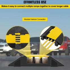 VEVOR 3 Channel Rubber Cable Protector Ramp 1.2 x 1.2 Inch Channel Heavy Duty Cable Wire Cord Cover Ramp Speed Bump Driveway Hose Cable Ramp Protector