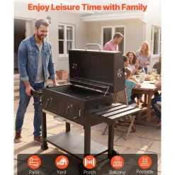 VEVOR Charcoal Grill, 780 sq.in. Extra-Large Charcoal Barbecue Grill with 2 Liftable Charcoal Trays & Folding Side Tables, High-Temp Powder-Coated Steel BBQ Cooking Grills for Patio Backyard Parties