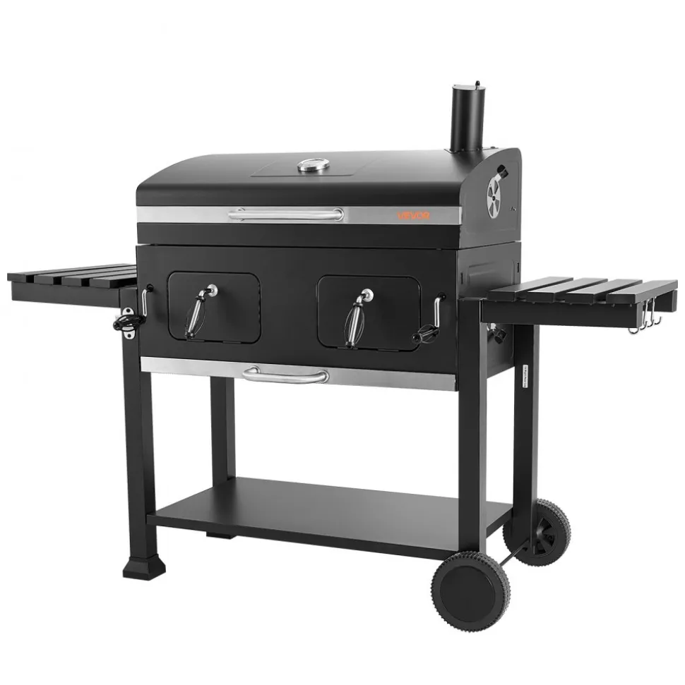 VEVOR Charcoal Grill, 780 sq.in. Extra-Large Charcoal Barbecue Grill with 2 Liftable Charcoal Trays & Folding Side Tables, High-Temp Powder-Coated Steel BBQ Cooking Grills for Patio Backyard Parties