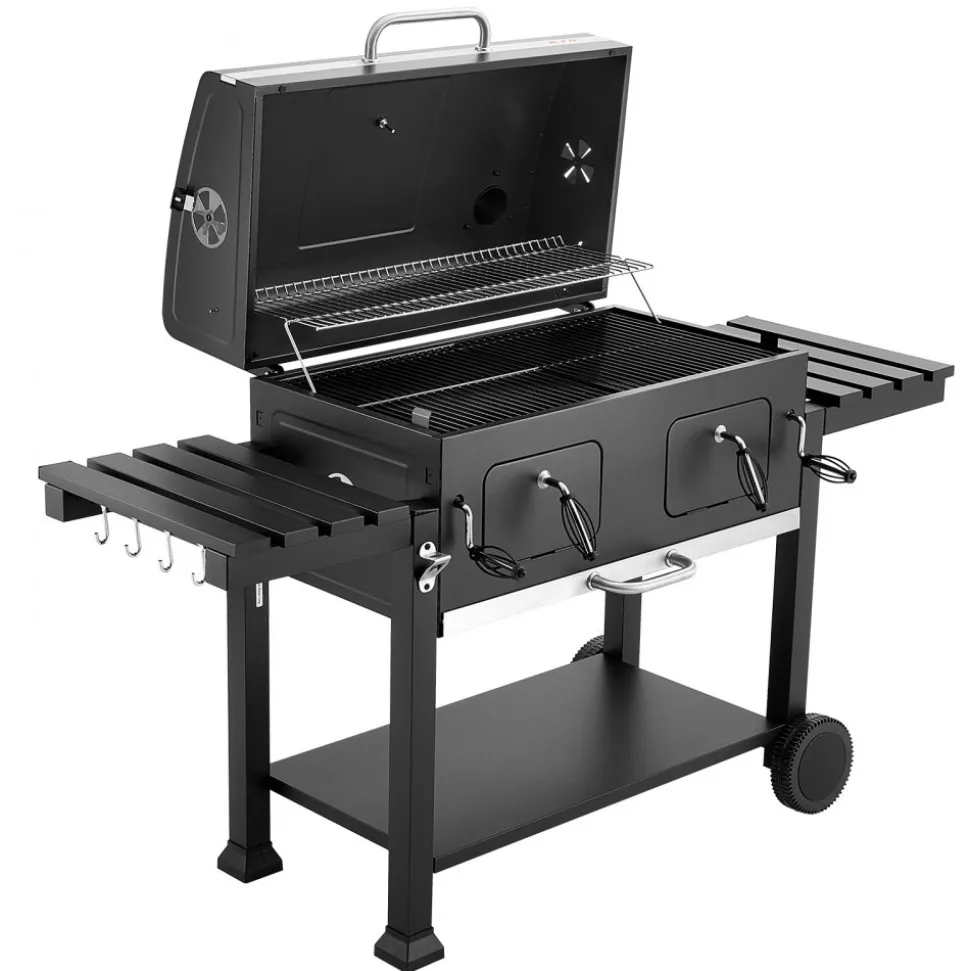 VEVOR Charcoal Grill, 780 sq.in. Extra-Large Charcoal Barbecue Grill with 2 Liftable Charcoal Trays & Folding Side Tables, High-Temp Powder-Coated Steel BBQ Cooking Grills for Patio Backyard Parties