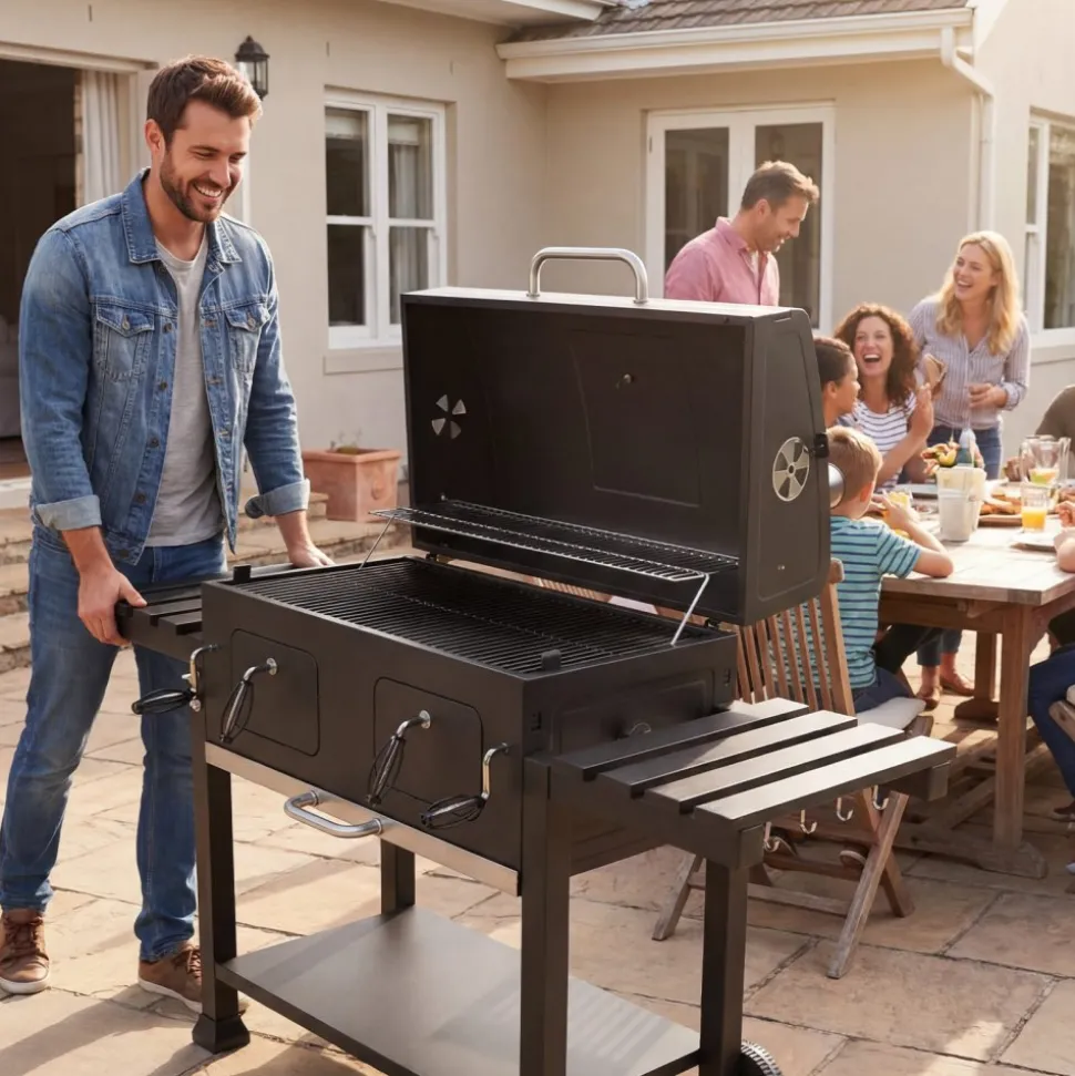 VEVOR Charcoal Grill, 780 sq.in. Extra-Large Charcoal Barbecue Grill with 2 Liftable Charcoal Trays & Folding Side Tables, High-Temp Powder-Coated Steel BBQ Cooking Grills for Patio Backyard Parties