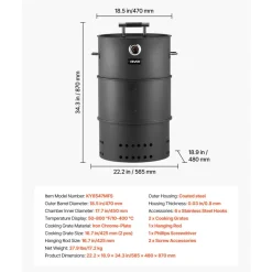 VEVOR Charcoal Smoker Grill, 18.5