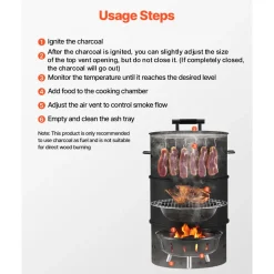 VEVOR Charcoal Smoker Grill, 18.5