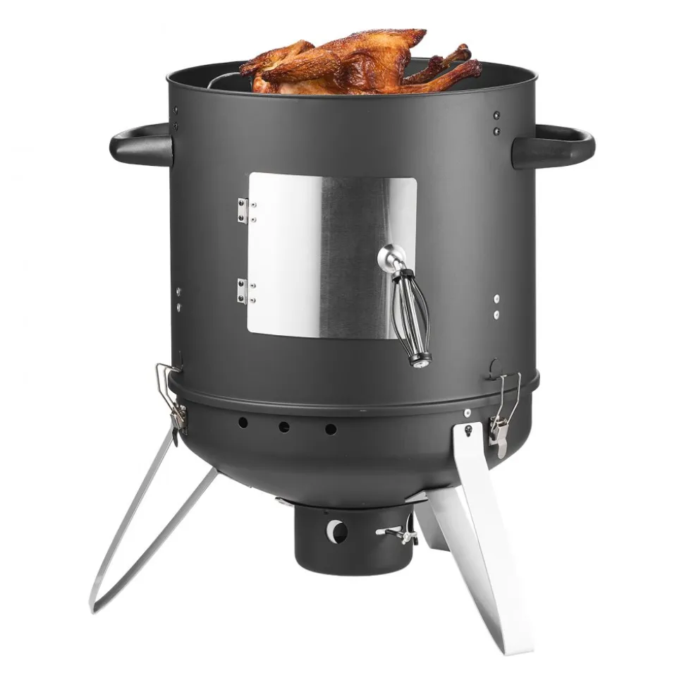 VEVOR Charcoal Smoker, 16" Vertical Charcoal BBQ Grill, Coated Steel Barbecue Smoker with 2 Grilling Grates, Thermometer, Air Vents & Removable Ash Tray, Ideal for Backyard Patio Parties Cooking