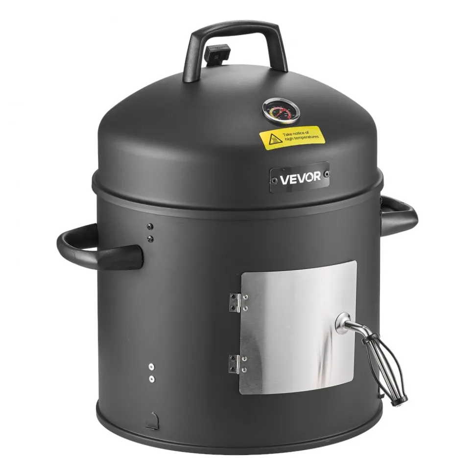 VEVOR Charcoal Smoker, 16" Vertical Charcoal BBQ Grill, Coated Steel Barbecue Smoker with 2 Grilling Grates, Thermometer, Air Vents & Removable Ash Tray, Ideal for Backyard Patio Parties Cooking