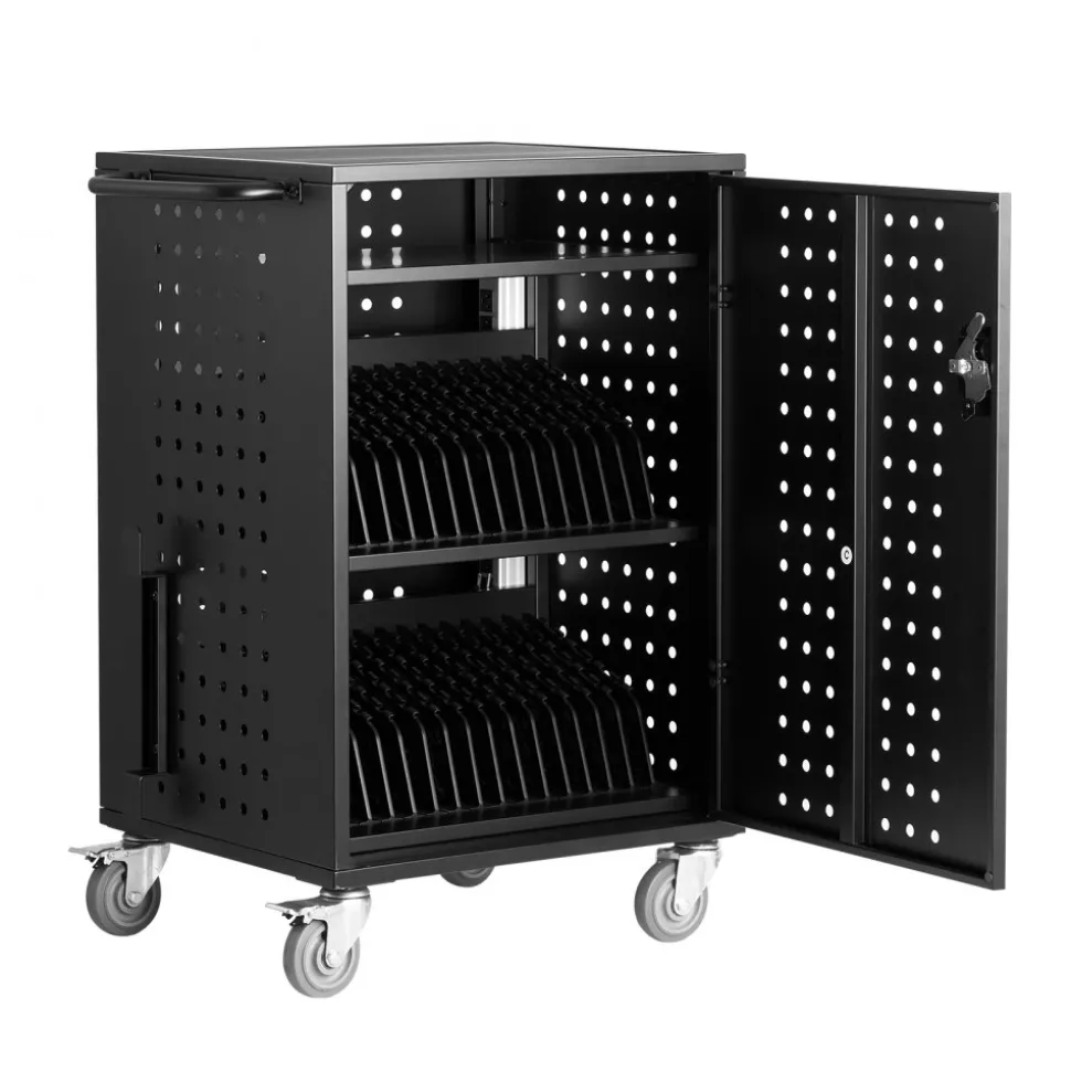 VEVOR Charging Cart, 32 Device Mobile Charging Station, Up to 15.6 in Screen Size, Office and Classroom Mobile Charging Cart, for Chromebook, Tablet and Laptop