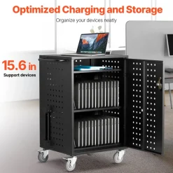 VEVOR Charging Cart, 32 Device Mobile Charging Station, Up to 15.6 in Screen Size, Office and Classroom Mobile Charging Cart, for Chromebook, Tablet and Laptop
