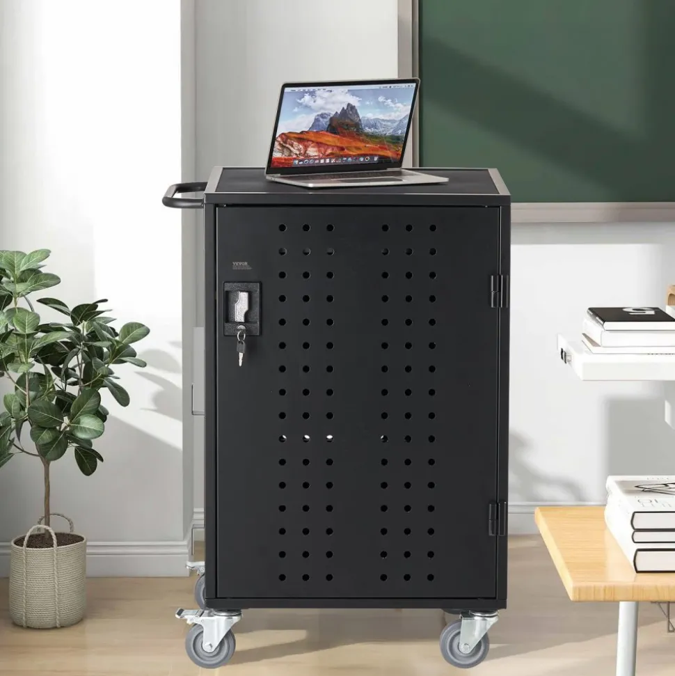 VEVOR Charging Cart, 32 Device Mobile Charging Station, Up to 15.6 in Screen Size, Office and Classroom Mobile Charging Cart, for Chromebook, Tablet and Laptop