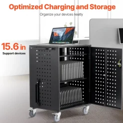 VEVOR Charging Cart, 36 Device Mobile Charging Station, Up to 15.6 in Screen Size, Office and Classroom Mobile Charging Cart, for Chromebook, Tablet and Laptop