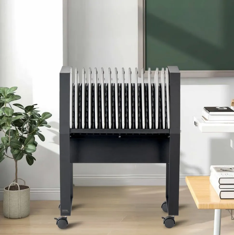 VEVOR Charging Cart, 16 Device Mobile Open Charging Station, Up to 15.6 in Screen Size, Office and Classroom Mobile Charging Cart, for Chromebook, Tablet and Laptop