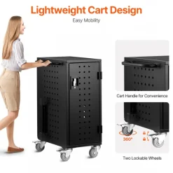 VEVOR Charging Cart, 16 Device Mobile Charging Station, Up to 15.6 in Screen Size, Office and Classroom Mobile Charging Cart, for Chromebook, Tablet and Laptop