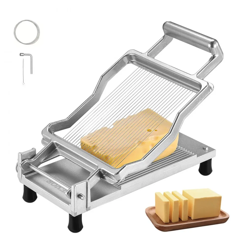 VEVOR Cheese Cutter with Wire, 0.2" Ultra-Thin Cheeser Butter Cutting Blade, Detachable Cheese Slicer Wire, Aluminum Alloy Commercial Cheese Slicer with 316 Stainless Steel Knife Wire, Kitchen Cooking