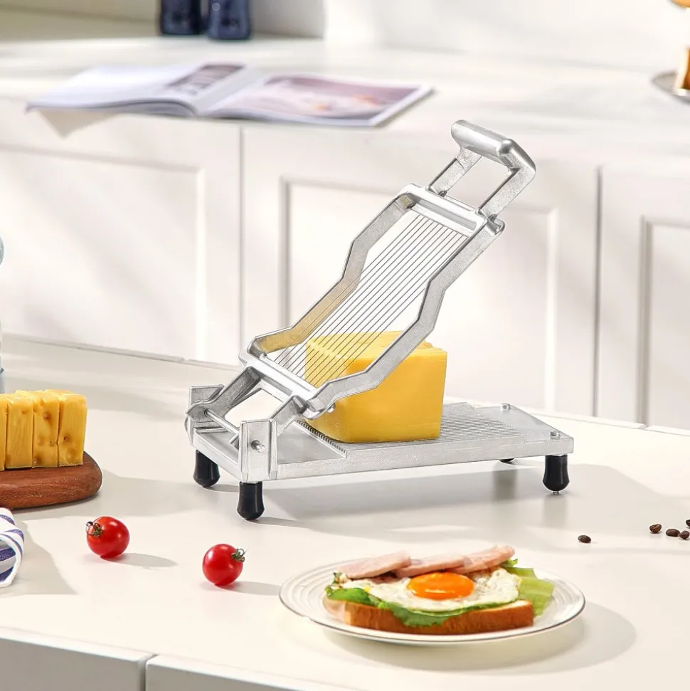 VEVOR Cheese Cutter with Wire, 0.39" & 0.78" Cheeser Butter Cutting Blade, Detachable Cheese Slicer Wire, Aluminum Alloy Commercial Cheese Slicer with 316 Stainless Steel Knife Wire, Kitchen Cooking