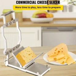 VEVOR Cheese Cutter With Wire 1 cm & 2 cm Cheeser Butter Cutting Blade Replaceable Cheese Slicer Wire, Aluminum Alloy Commercial Cheese Slicer with 304 Stainless Steel Wire Kitchen Cooking Baking Tool