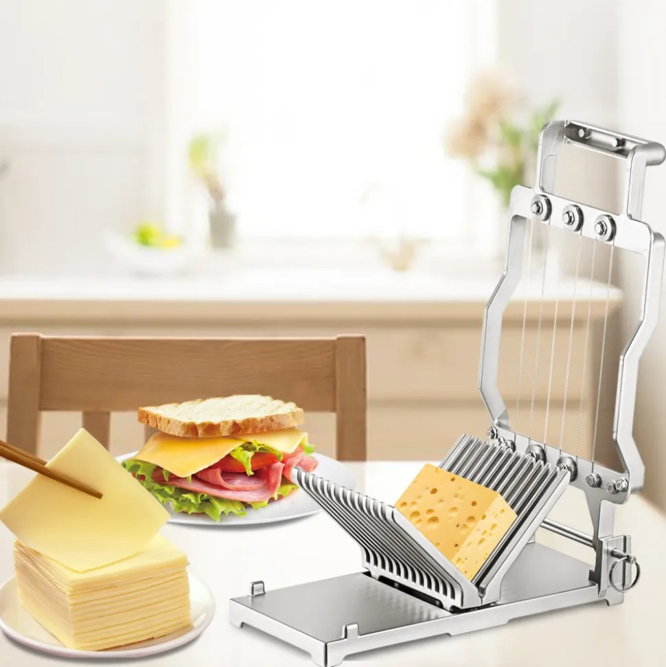 VEVOR Cheese Cutter With Wire 1 cm & 2 cm Cheeser Butter Cutting Blade Replaceable Cheese Slicer Wire, Aluminum Alloy Commercial Cheese Slicer with 304 Stainless Steel Wire Kitchen Cooking Baking Tool