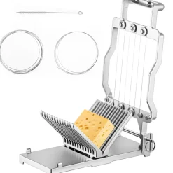 VEVOR Cheese Cutter With Wire 1 cm & 2 cm Cheeser Butter Cutting Blade Replaceable Cheese Slicer Wire, Aluminum Alloy Commercial Cheese Slicer with 304 Stainless Steel Wire Kitchen Cooking Baking Tool