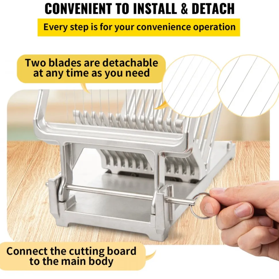 VEVOR Cheese Cutter With Wire 1 cm & 2 cm Cheeser Butter Cutting Blade Replaceable Cheese Slicer Wire, Aluminum Alloy Commercial Cheese Slicer with 304 Stainless Steel Wire Kitchen Cooking Baking Tool