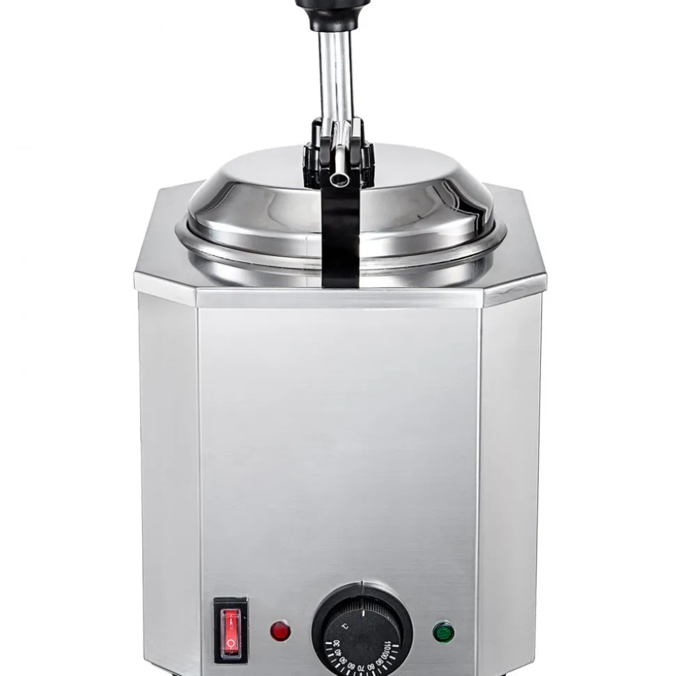 VEVOR Cheese Dispenser with Pump, 2.6 Qt Capacity Cheese Warmer, Stainless Steel Hot Fudge Warmer with Pump 650W Cheese Dispenser, 30-110℃ Temp Adjustable, for Hot Fudge Cheese Caramel
