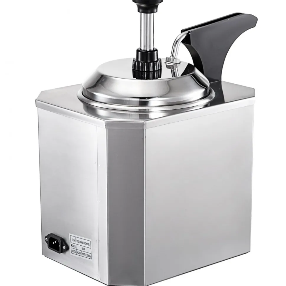 VEVOR Cheese Dispenser with Pump, 2.6 Qt Capacity Cheese Warmer, Stainless Steel Hot Fudge Warmer with Pump 650W Cheese Dispenser, 30-110℃ Temp Adjustable, for Hot Fudge Cheese Caramel