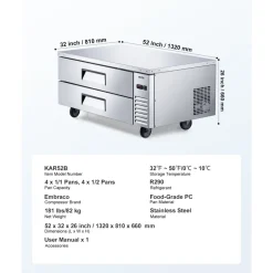 VEVOR Chef Base Refrigerator, 52