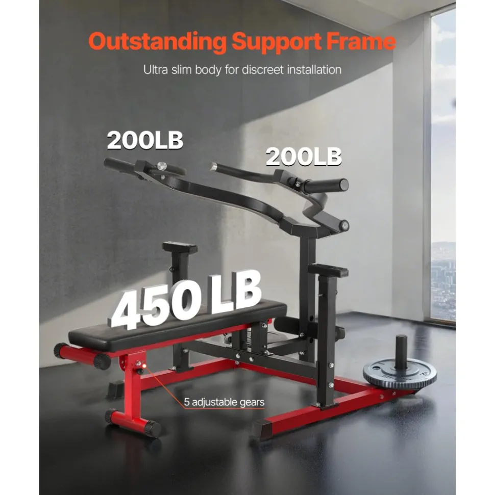 VEVOR Chest Press Machine, 450 LBS Bench Press Set, Adjustable Flat Incline Bench with Independent Converging Arms, Upper Chest Equipment, Fitness Home Gym Equipment for Chest, AB Workouts, Shoulder