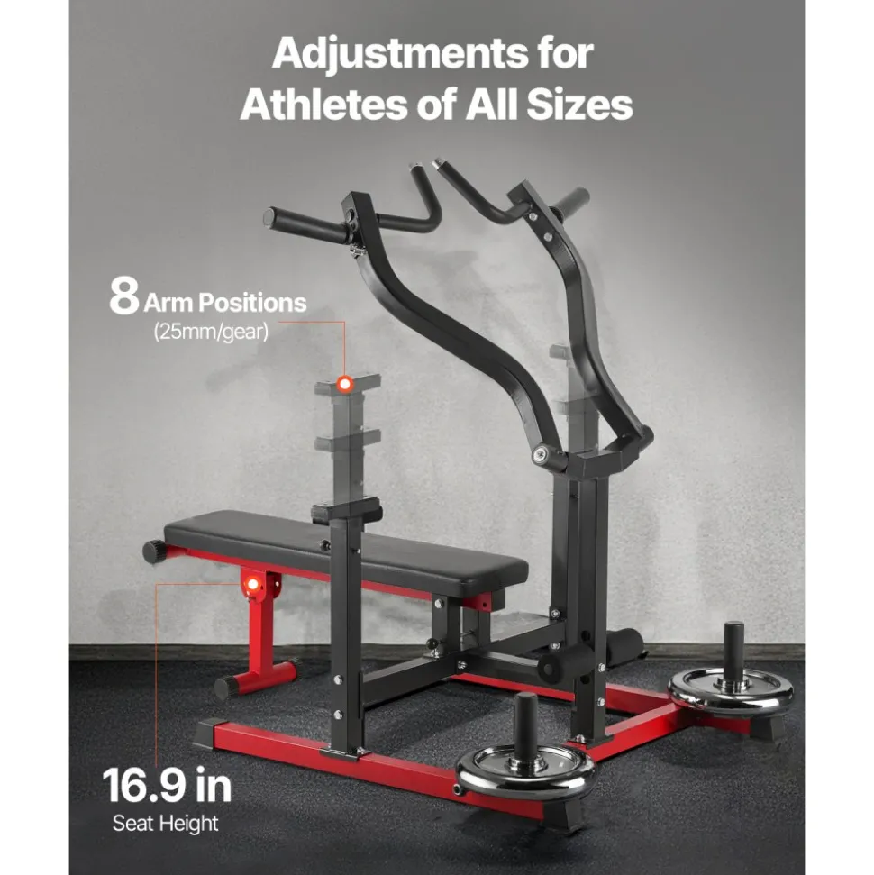 VEVOR Chest Press Machine, 450 LBS Bench Press Set, Adjustable Flat Incline Bench with Independent Converging Arms, Upper Chest Equipment, Fitness Home Gym Equipment for Chest, AB Workouts, Shoulder