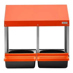 VEVOR Chicken Nesting Boxes, 2 Compartments, Easy Egg Collection, Wall Mount, Easy to Assemble, Galvanized Steel and High-Strength Plastic, Roll Away Nesting Boxes for Chickens Laying Eggs, Orange