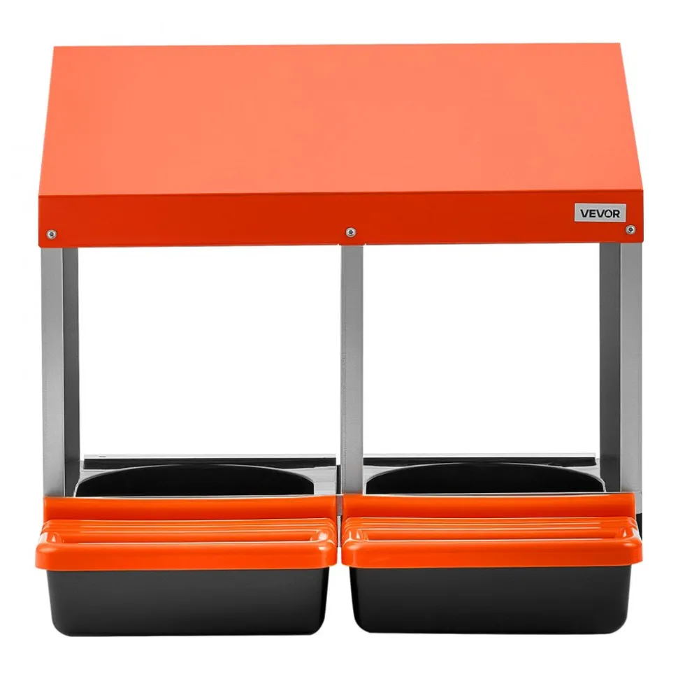 VEVOR Chicken Nesting Boxes, 2 Compartments, Easy Egg Collection, Wall Mount, Easy to Assemble, Galvanized Steel and High-Strength Plastic, Roll Away Nesting Boxes for Chickens Laying Eggs, Orange