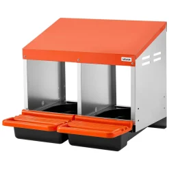 VEVOR Chicken Nesting Boxes, 2 Compartments, Easy Egg Collection, Wall Mount, Easy to Assemble, Galvanized Steel and High-Strength Plastic, Roll Away Nesting Boxes for Chickens Laying Eggs, Orange