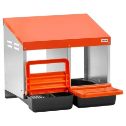 VEVOR Chicken Nesting Boxes, 2 Compartments, Easy Egg Collection, Wall Mount, Easy to Assemble, Galvanized Steel and High-Strength Plastic, Roll Away Nesting Boxes for Chickens Laying Eggs, Orange