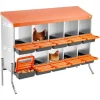 VEVOR Chicken Nesting Boxes, 10 Compartments, with Support Legs, Easy Egg Collection, Galvanized Steel and High-Strength Plastic, Roll Away Nesting Boxes for Chickens and Hens Laying Eggs, Orange