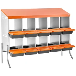 VEVOR Chicken Nesting Boxes, 10 Compartments, with Support Legs, Easy Egg Collection, Galvanized Steel and High-Strength Plastic, Roll Away Nesting Boxes for Chickens and Hens Laying Eggs, Orange