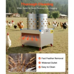 VEVOR Chicken Plucker Machine, 23.6 in Drum, 2200W & 240RPM Electric Chicken Plucking Machine with 119 Soft Fingers & Transport Wheels, Stainless Steel Feather Remover for Processing 2-4 Chicks Once