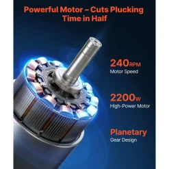 VEVOR Chicken Plucker Machine, 23.6 in Drum, 2200W & 240RPM Electric Chicken Plucking Machine with 119 Soft Fingers & Transport Wheels, Stainless Steel Feather Remover for Processing 2-4 Chicks Once