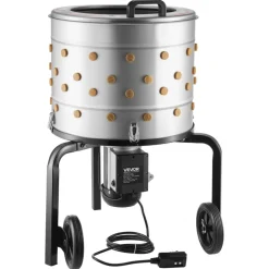 VEVOR Chicken Plucker Machine, 19.7 in Drum, 750W & 275RPM Electric Chicken Plucking Machine with 98 Soft Fingers & Transport Wheels, Stainless Steel Feather Remover for Processing 2 Chicks Once