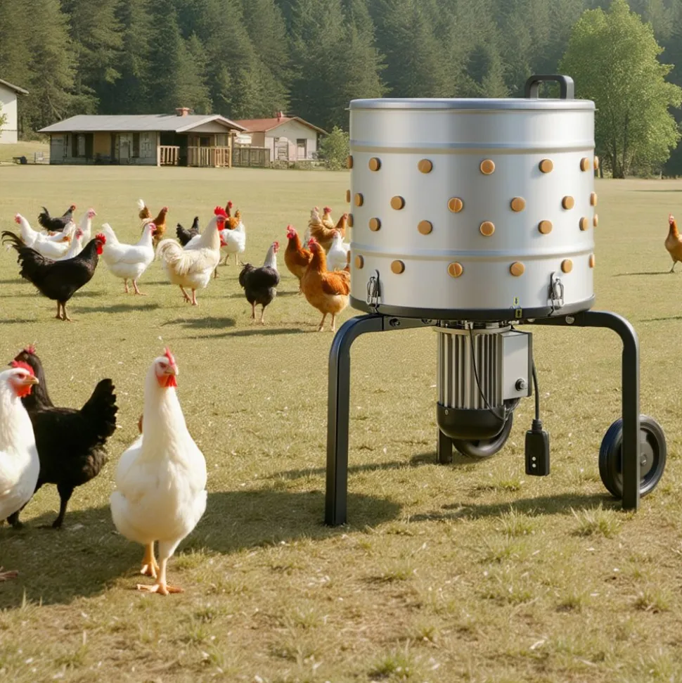 VEVOR Chicken Plucker Machine, 19.7 in Drum, 750W & 275RPM Electric Chicken Plucking Machine with 98 Soft Fingers & Transport Wheels, Stainless Steel Feather Remover for Processing 2 Chicks Once