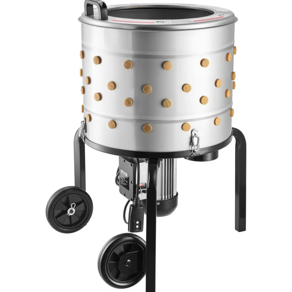 VEVOR Chicken Plucker Machine, 19.7 in Drum, 750W & 275RPM Electric Chicken Plucking Machine with 98 Soft Fingers & Transport Wheels, Stainless Steel Feather Remover for Processing 2 Chicks Once