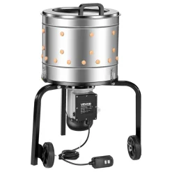 VEVOR Chicken Plucker Machine, 15.7 in Drum, 550W & 275RPM Electric Chicken Plucking Machine with 114 Soft Fingers & Transport Wheels, Stainless Steel Feather Remover for Processing 1-2 Chicks Once