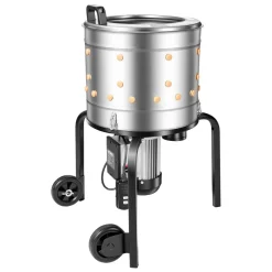 VEVOR Chicken Plucker Machine, 15.7 in Drum, 550W & 275RPM Electric Chicken Plucking Machine with 114 Soft Fingers & Transport Wheels, Stainless Steel Feather Remover for Processing 1-2 Chicks Once