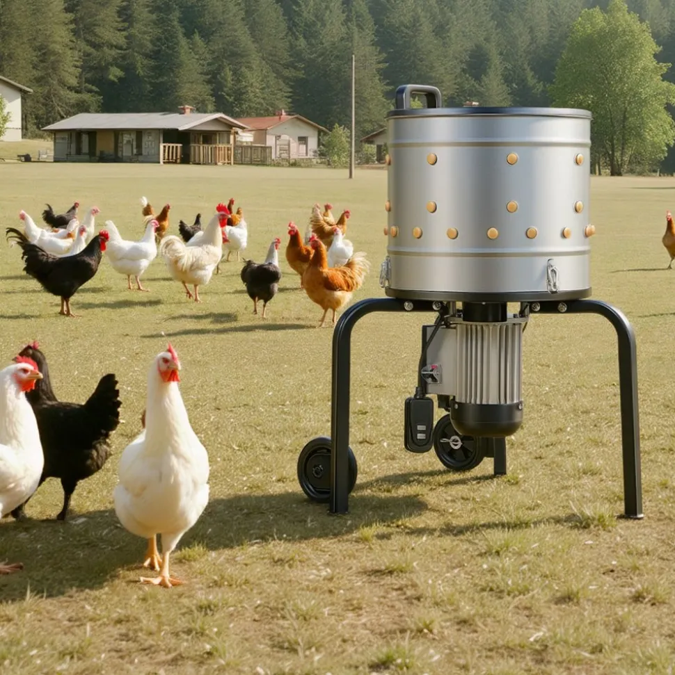 VEVOR Chicken Plucker Machine, 15.7 in Drum, 550W & 275RPM Electric Chicken Plucking Machine with 114 Soft Fingers & Transport Wheels, Stainless Steel Feather Remover for Processing 1-2 Chicks Once