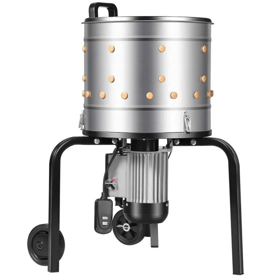 VEVOR Chicken Plucker Machine, 15.7 in Drum, 550W & 275RPM Electric Chicken Plucking Machine with 114 Soft Fingers & Transport Wheels, Stainless Steel Feather Remover for Processing 1-2 Chicks Once