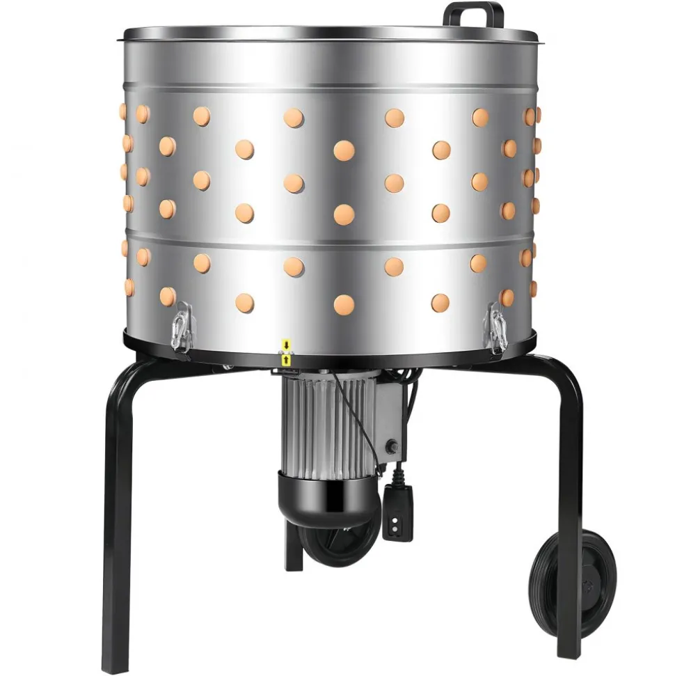 VEVOR Chicken Plucker Machine, 25.6 in Drum, 1200W & 275RPM Electric Chicken Plucking Machine with 158 Soft Fingers & Transport Wheels, Stainless Steel Feather Remover for Processing 4 Chicks Once