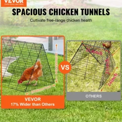 VEVOR Chicken Tunnels, 157.5 x 39.4 x 24.2 inch(LxWxH) Chicken Tunnels for Yard, Portable Chicken Tunnels for Outside with Corner Frames, Chicken Coop Run, Suitable for Chickens, Ducks, Rabbits